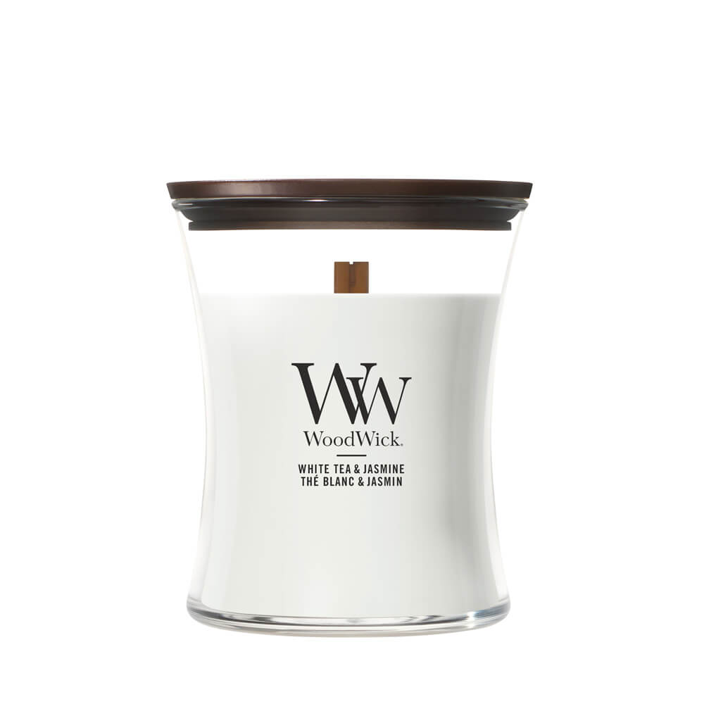 WoodWick アロマキャンドル White Tea & Jasmine WoodWick White Tea and Jasmine Medium Jar Candle