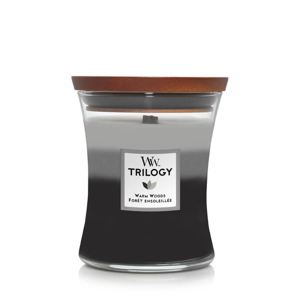 WoodWick Warm Woods Trilogy Medium Jar Candle Image 1