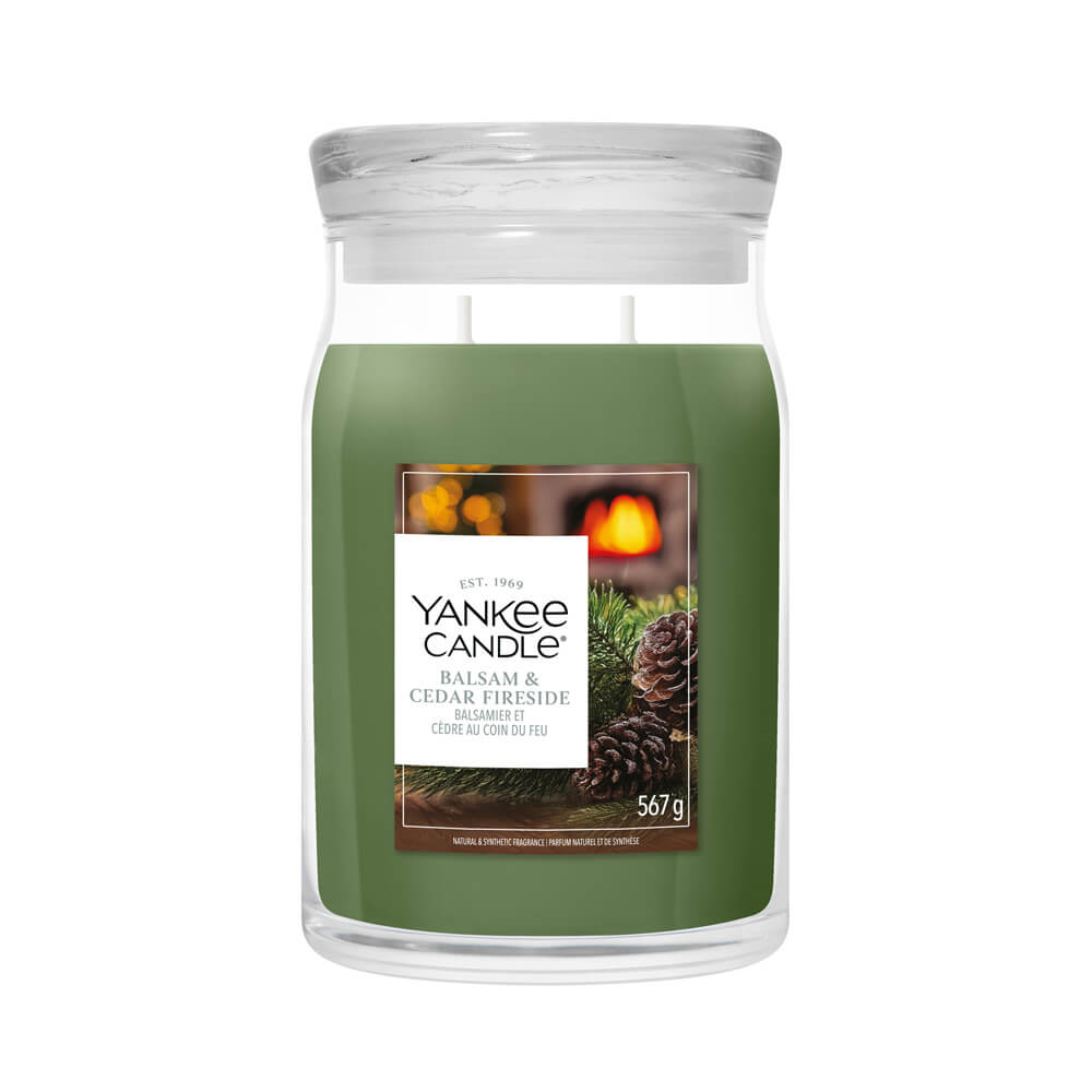 Yankee Candle Balsam & Cedar Scented Candle on a white background