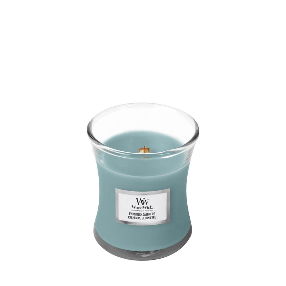 WoodWick Evergreen Cashmere Small Jar Candle - Candles Direct