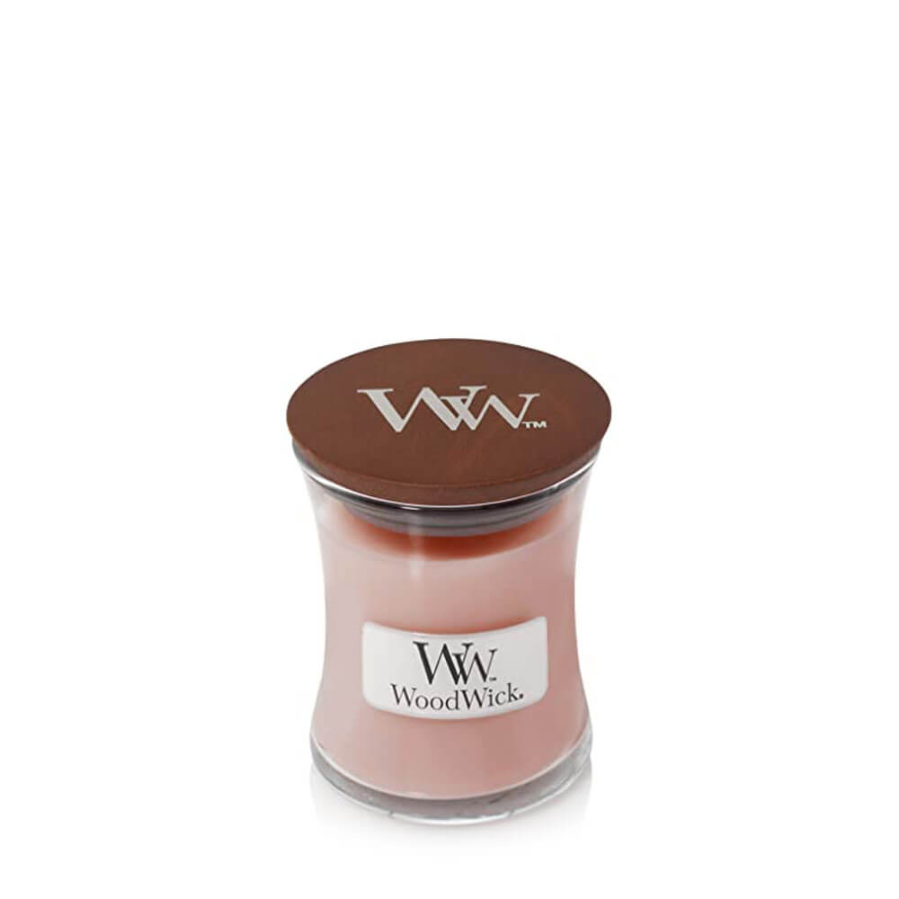 WoodWick Rosewood - Rosewood scented candle with wooden wick and glass lid  medium 275 g - VMD parfumerie - drogerie