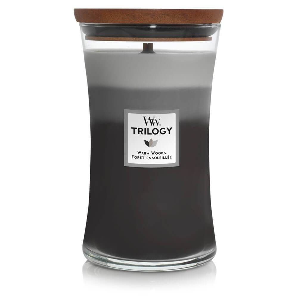 WoodWick Warm Woods Trilogy Large Jar Candle Image 1