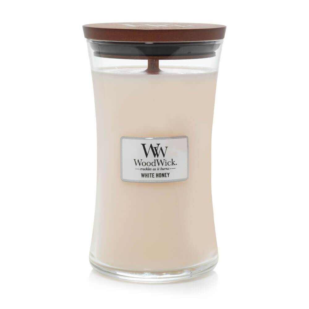 Woodwick White Honey Ellipse Jar Candle - Candles Direct