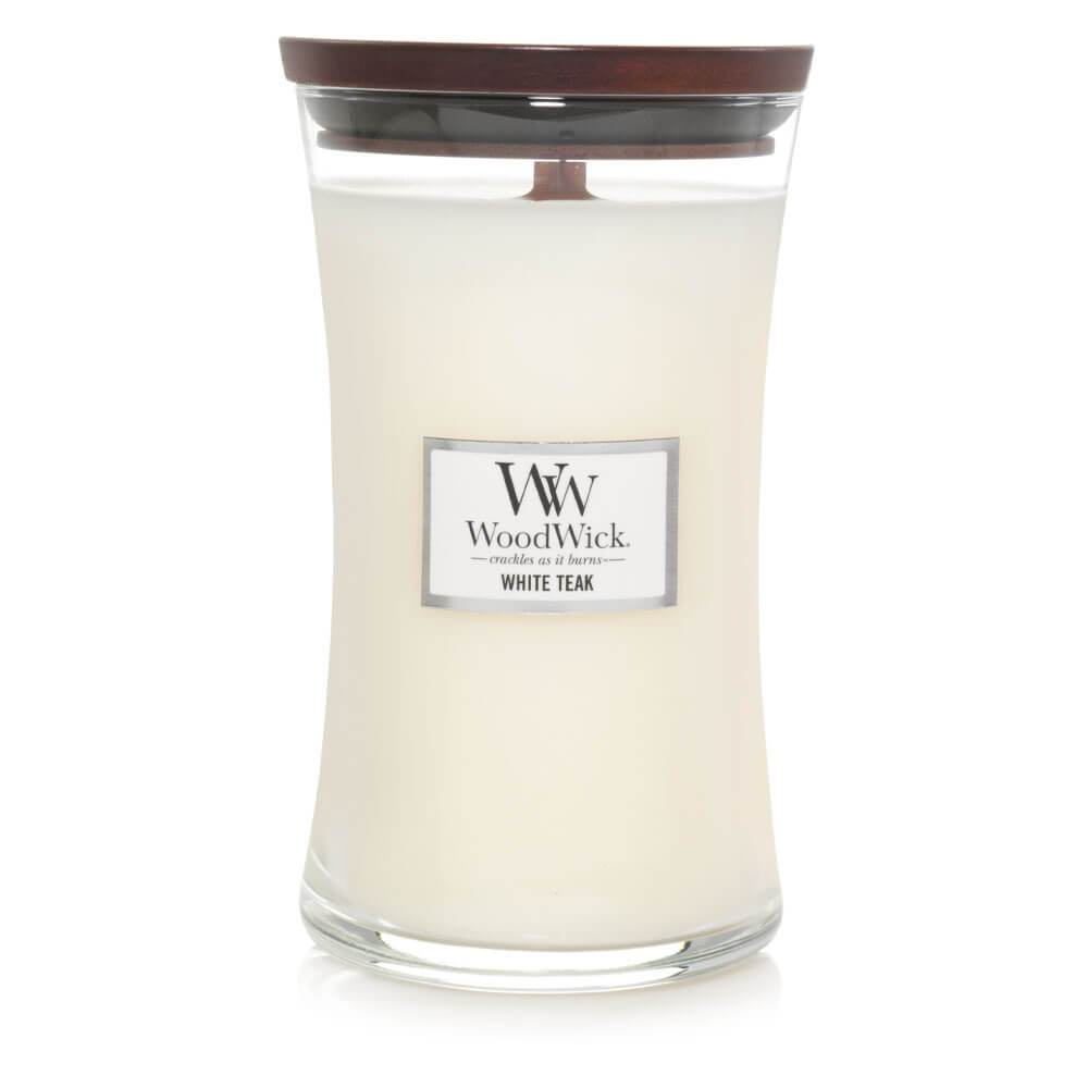 Woodwick White Teak Large Jar Candle Image 1