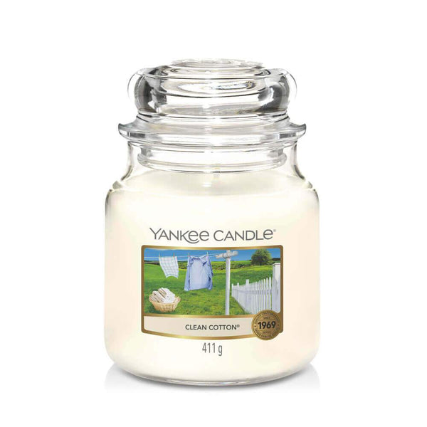 Yankee Clean Cotton Candle - Scented Candle in Glass, mini