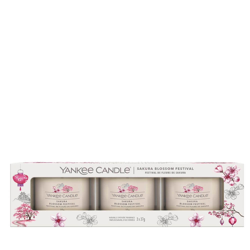 Yankee Candle Sakura Blossom Festival 3 Glass Votive Signature Candles Gift  Set - Candles Direct