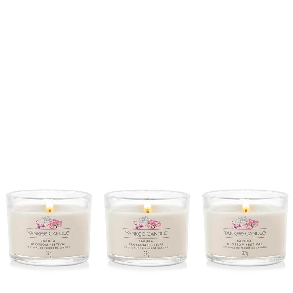 Yankee Candle Scented Tealights Sakura Blossom Set of 3 Votive Gift Pack  Soy Wax