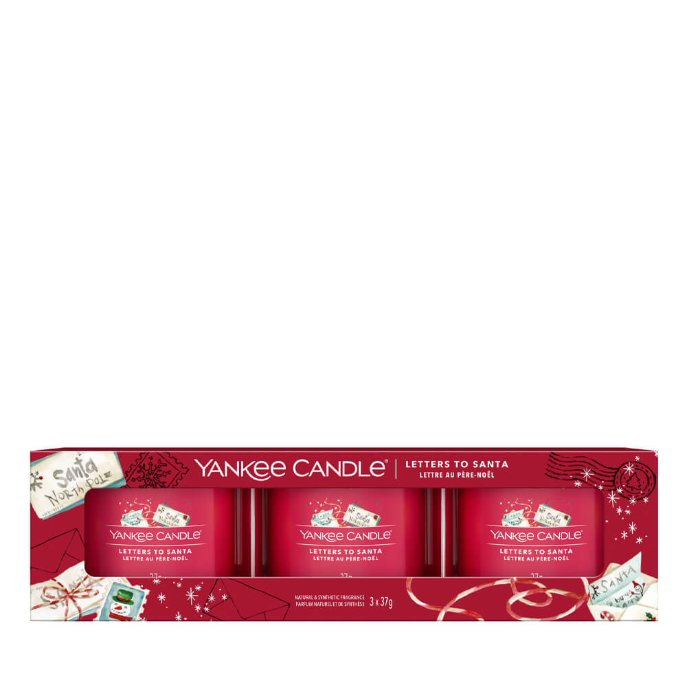 Yankee Candle Letters To Santa Glass Votive Candle 3 Pack - Candles Direct